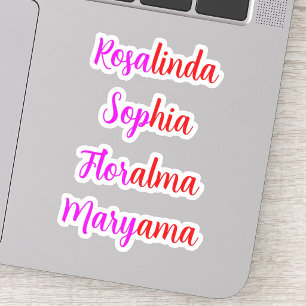 8 Handwritten Transparent Waterproof Names, Girly