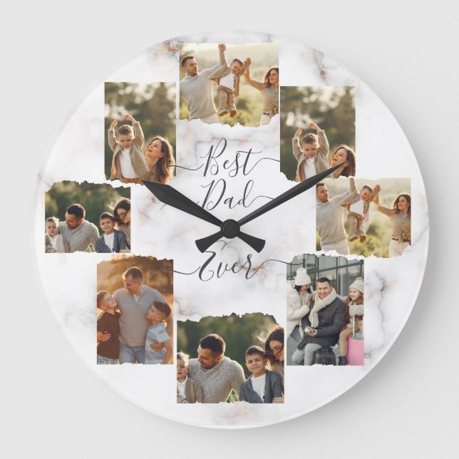 8 Huit Photo Moderne Élégant Collage Horloge Mur (Recto)
