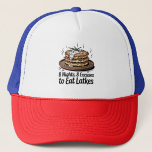 8 Latkes 8 Excuses to Eat Latkes Jewish Hanukkah  Trucker Hat