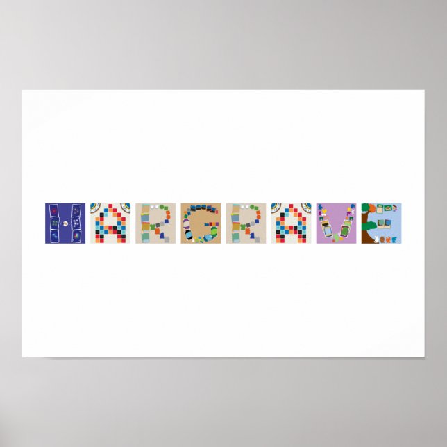 8-Letter Name Board Game Alphabet Poster (Front)
