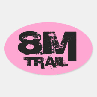 8 Mile Trail Running Oval Decal Black On Pink Sticker