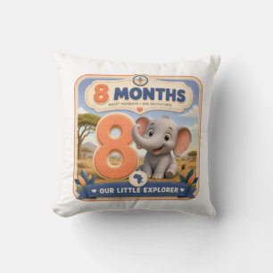 8 Months Baby Milestone Safari Explorer Throw Pillow
