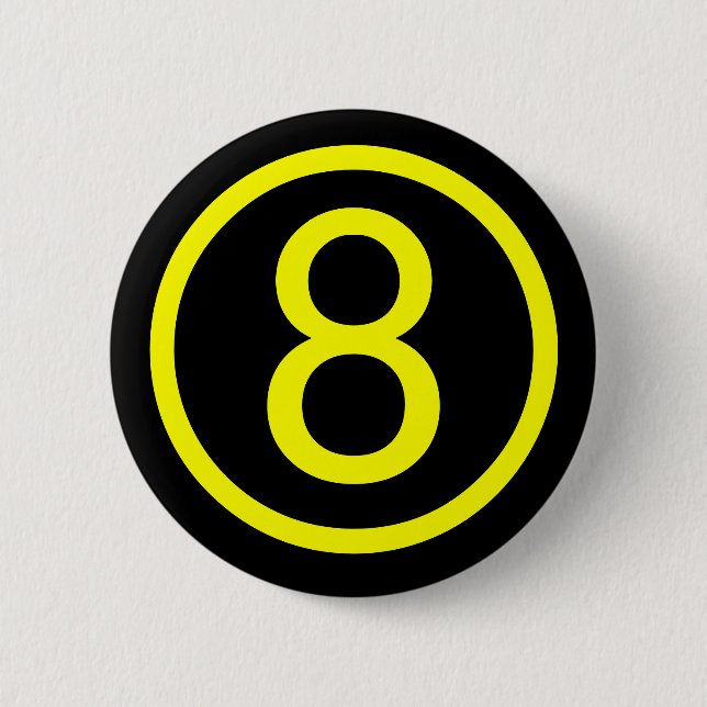 8 - number eight 2 inch round button (Front)