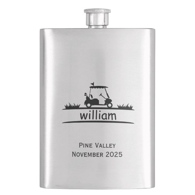  8 oz Stainless Steel Custom Gift for Golfers Hip Flask (Front)