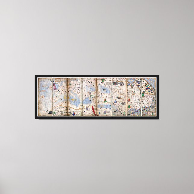 8 Panel Catalan Atlas by Abraham Cresques (1375) Canvas Print (Front)