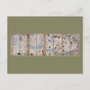 8 Panel Catalan Atlas by Abraham Cresques (1375) Postcard