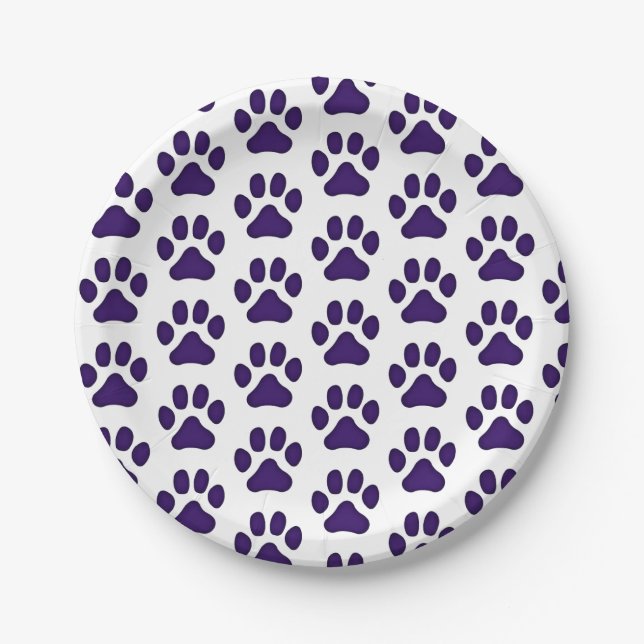 8 Paper Plate Purple Paw Prints (Front)