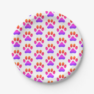 8 Paper Plates Groovy Paw Prints