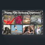 8 Photo Black Marble Collage Birthday Party Banner<br><div class="desc">Add any 8 photos and your custom text for any occasion! Personalizee and custom create your own lovely photo birthday banner for any age! Add eight of your very own digital photos, horizontal and vertical. It's easy to upload photos from any device to create a full-colour photo banner sign, choose...</div>