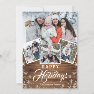 8 PHOTO Christmas Rustic Wood Greeting Holiday Card