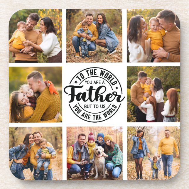 8 Photo Collage All Occasion World's Best Father Coaster (Front)