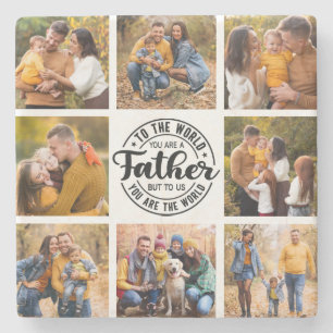 8 Photo Collage All Occasion World's Best Father Stone Coaster