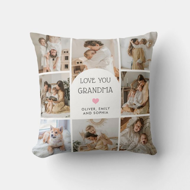 8 Photo Collage Arch We Love You Grandma Nana  Throw Pillow (Creator Uploaded)