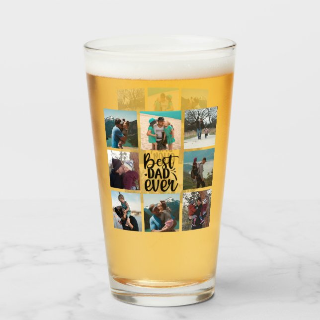 8 Photo Collage Best Dad Ever   Glass (Front Filled)