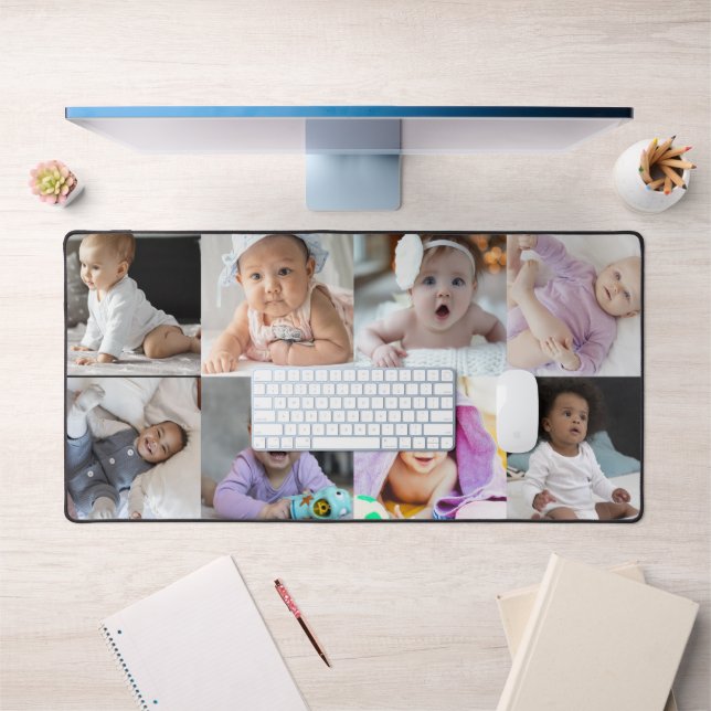 8 Photo Collage Custom Gift Desk Mat (Office 1)