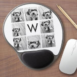 8 Photo Collage Custom Monogram Black and White Gel Mouse Pad<br><div class="desc">You can use Instagram photos for this design. Use 8 square pictures to create a unique and personal gift. Or you can keep the hipster puppy and make a trendy keepsake. If you need to adjust the pictures,  click on the customize tool to make changes.</div>