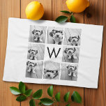 8 Photo Collage Custom Monogram Black and White Kitchen Towel<br><div class="desc">You can use Instagram photos for this design. Use 8 square pictures to create a unique and personal gift. Or you can keep the hipster puppy and make a trendy keepsake. If you need to adjust the pictures,  click on the customize tool to make changes.</div>