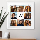 8 Photo Collage Custom Monogram Black and White Poster<br><div class="desc">Add 8 photos and custom text to make a unique keepsake for your wall. The art includes 8 pictures surrounding a text box where you can add a monogram or other text.</div>