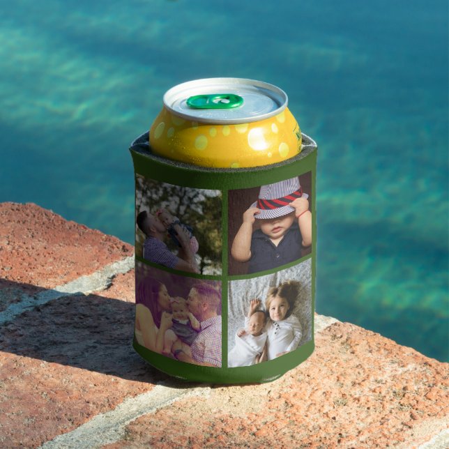 8 Photo Collage DIY Fun Personalized Can Cooler (In Situ Pool)