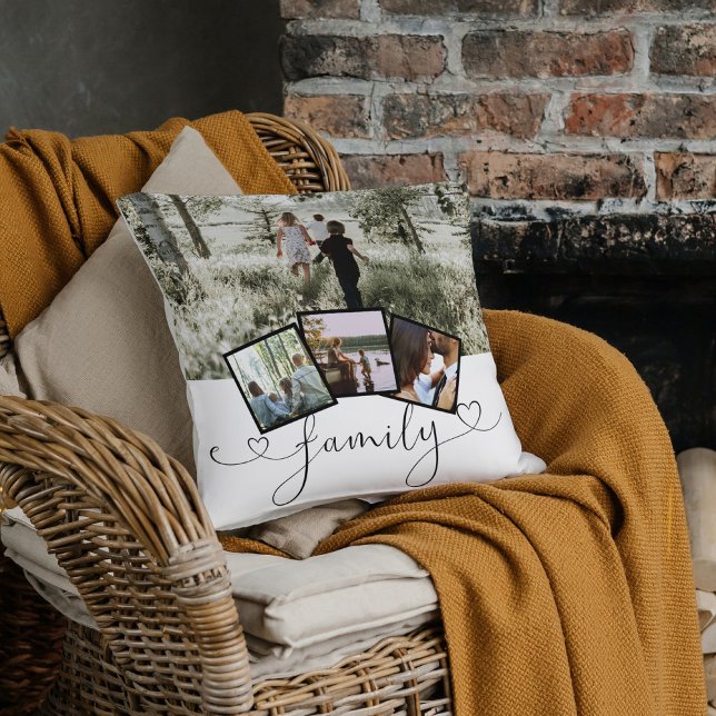 8 Photo Collage Family Personalized Throw Pillow (Creator Uploaded)