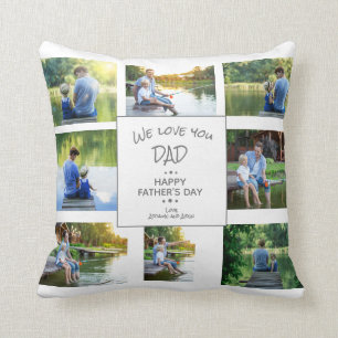 8 Photo Collage Father's Day Keepsake Throw Pillow