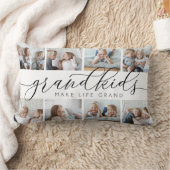 8 Photo Collage Grandkids Make Life Grand Lumbar Pillow (Blanket)