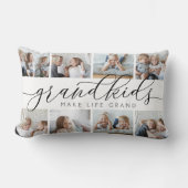 8 Photo Collage Grandkids Make Life Grand Lumbar Pillow (Front)