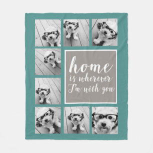 8 Photo Collage - Home is Wherever I'm With You Fleece Blanket