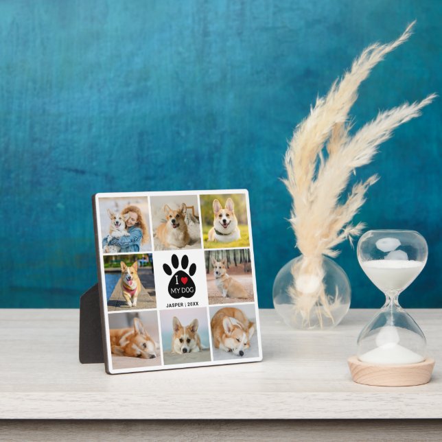 8 Photo Collage I Love My Dog Paw Print  Plaque (Insitu)