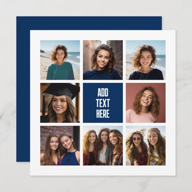 8 Photo Collage Marine Monogramme - Carte de remer (Devant / Derrière)