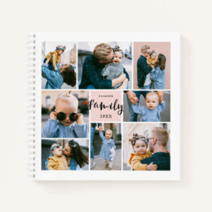 8 Photo Collage Modern Family Personalized   Blush Notebook