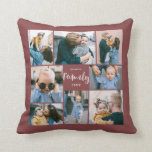 8 Photo Collage Modern Family Personalized | Brick Throw Pillow<br><div class="desc">This simple, modern styled throw pillow features 8 photo templates, as well as 2 text templates (name and year). Stylish hand lettered typography spells out the word, "Family."</div>