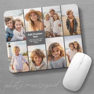 8 Photo Collage Modern Grid - Grey Mouse Pad