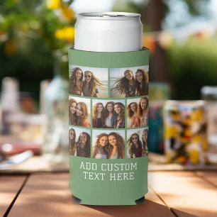 8 Photo Collage - Modern Minimal Green Seltzer Can Cooler