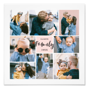 8 Photo Collage Modern Stylish Family   Blush