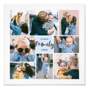 8 Photo Collage Moderne Famille Design Bleu