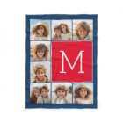 8 Photo Collage Monogram - Blue and Red