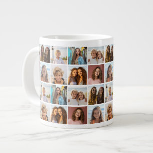 8 Photo Collage Pattern - Pattern Grid - White Large Coffee Mug