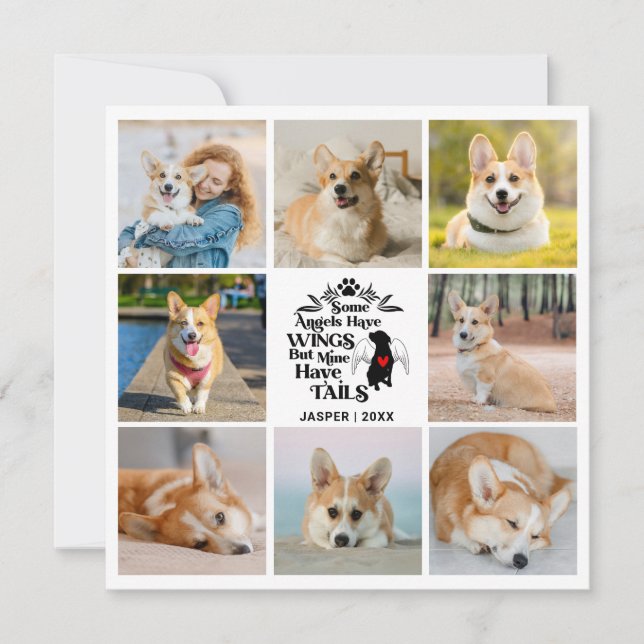 8 Photo Collage Pet Dog Loss Remembrance Card (Front)