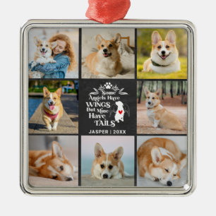 8 Photo Collage Pet Dog Loss Remembrance Metal Ornament