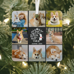 8 Photo Collage Pet Dog Loss Remembrance Metal Ornament