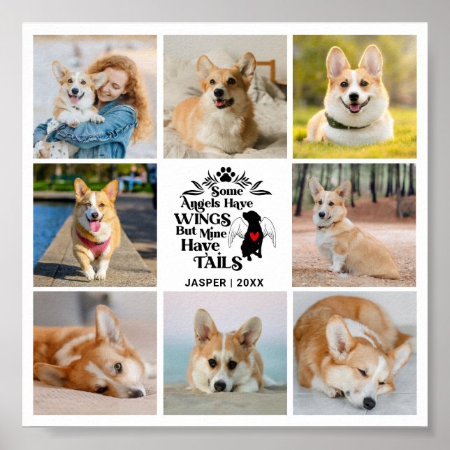 8 Photo Collage Pet Dog Loss Remembrance  Poster (Front)