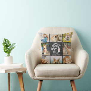 8 Photo Collage Pet Dog Loss Remembrance Throw Pillow