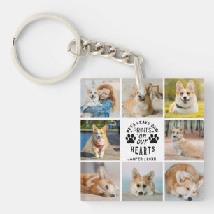 8 Photo Collage Pet Memorial Remembrance Keychain