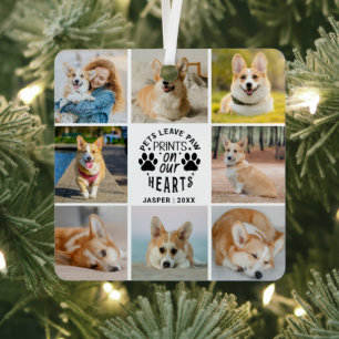 8 Photo Collage Pet Memorial Remembrance Metal Ornament