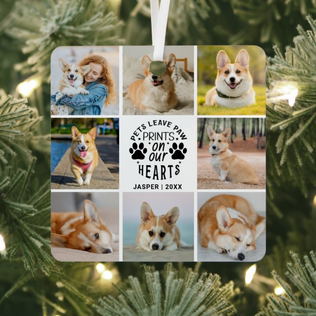 8 Photo Collage Pet Memorial Remembrance   Metal Ornament (Insitu)