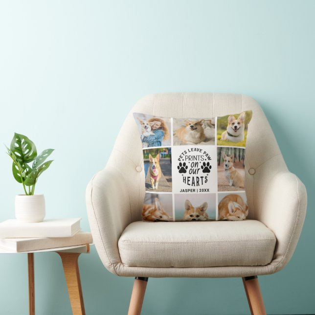 8 Photo Collage Pet Memorial Remembrance  Throw Pillow (Chair)