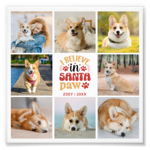 8 Photo Collage Pet Santa Paws Photo Enlargement Print