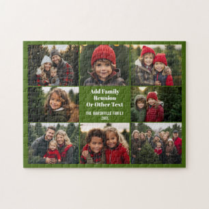 8 Photo Collage - Simple Grid - Olive Green Jigsaw Puzzle