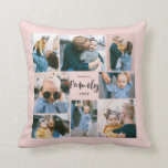 8 Photo Collage Stylish Modern Family | Blush Throw Pillow<br><div class="desc">This simple,  modern styled throw pillow features 8 photo templates,  as well as 2 text templates (name and year). Stylish hand lettered typography spells out the word,  "Family."</div>